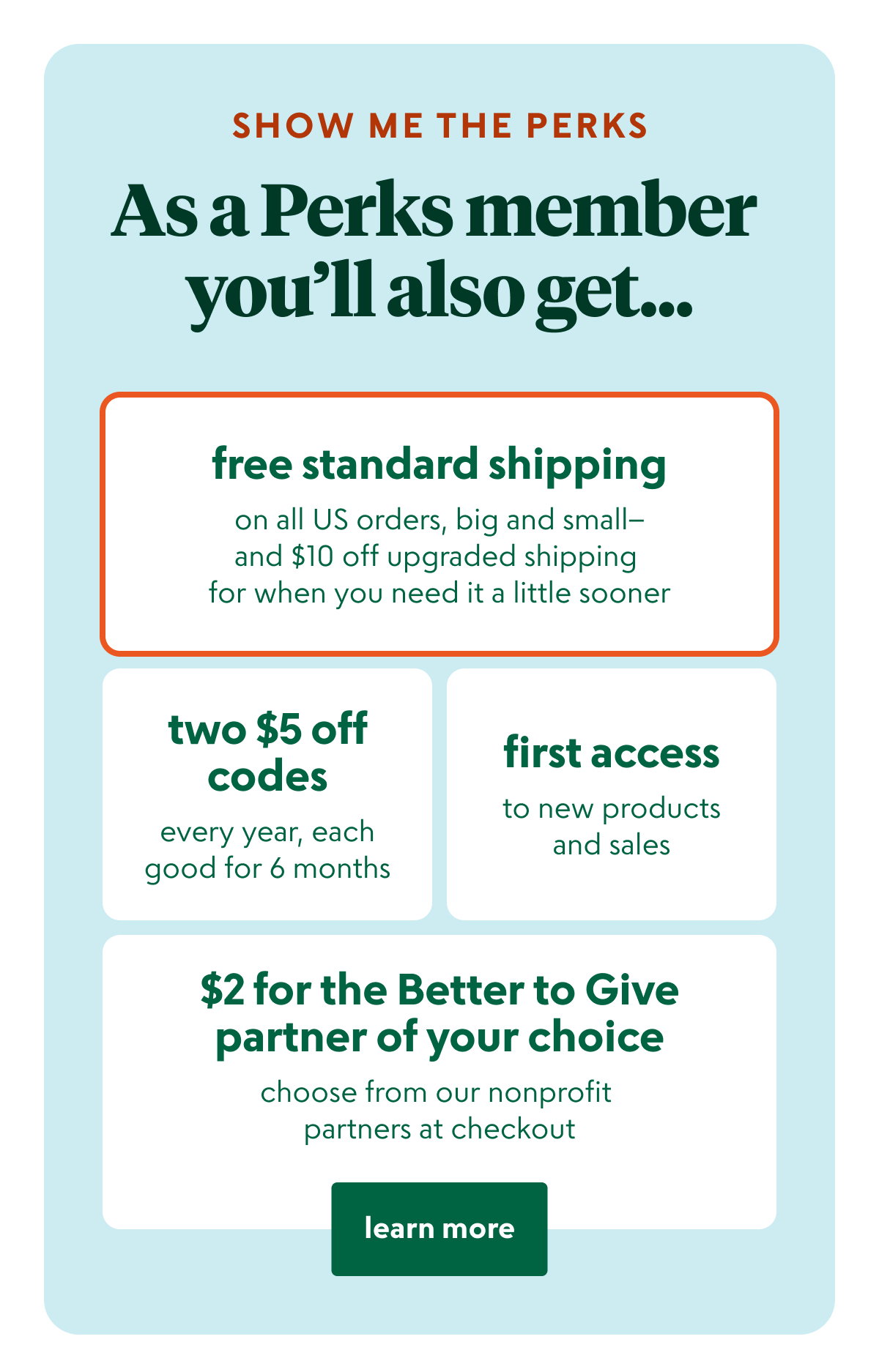 Learn more about Perks