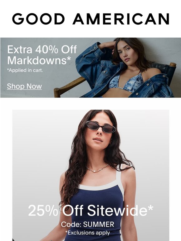 25% off denim, dresses, shorts & more