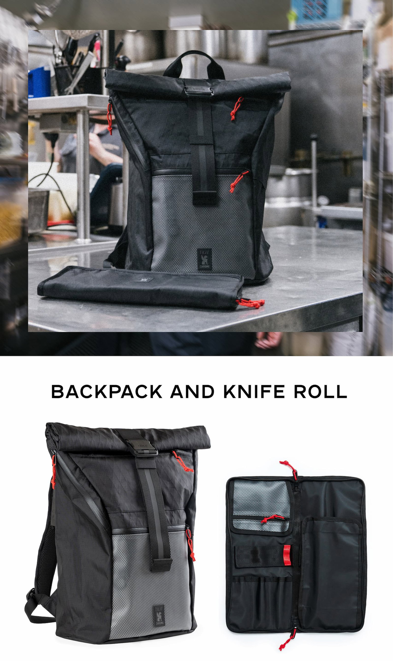 New Chrome x Tilit Chef Pack and removable Knife Roll
