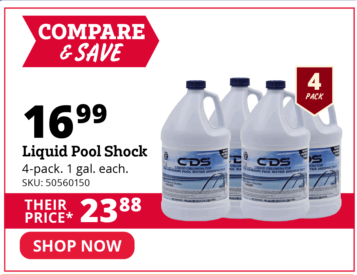 Liquid Pool Shock 4 pack