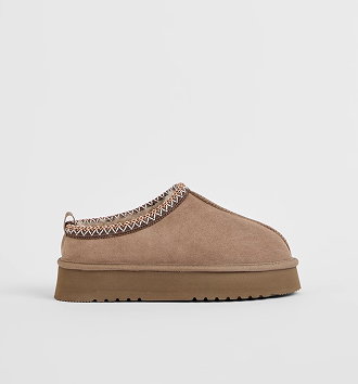 Australian Design Ugg sheepskin and leather tape collar mule
