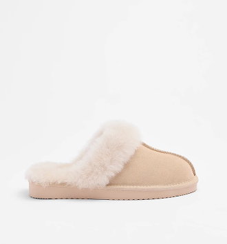 Womens sheepskin and leather slipper scuff
