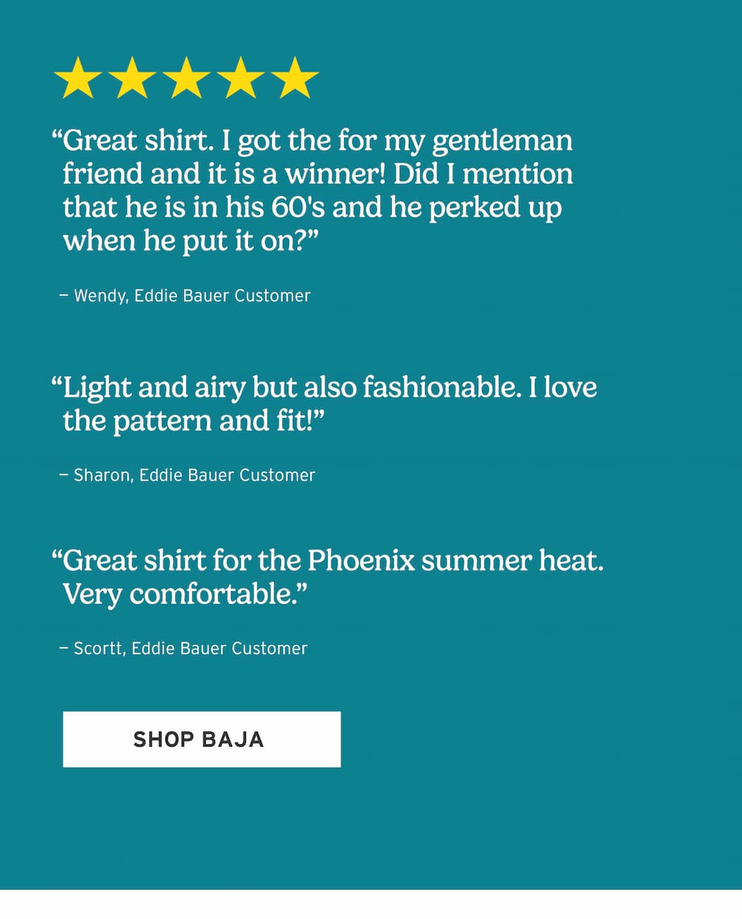 Customer reviews of Baja shirts