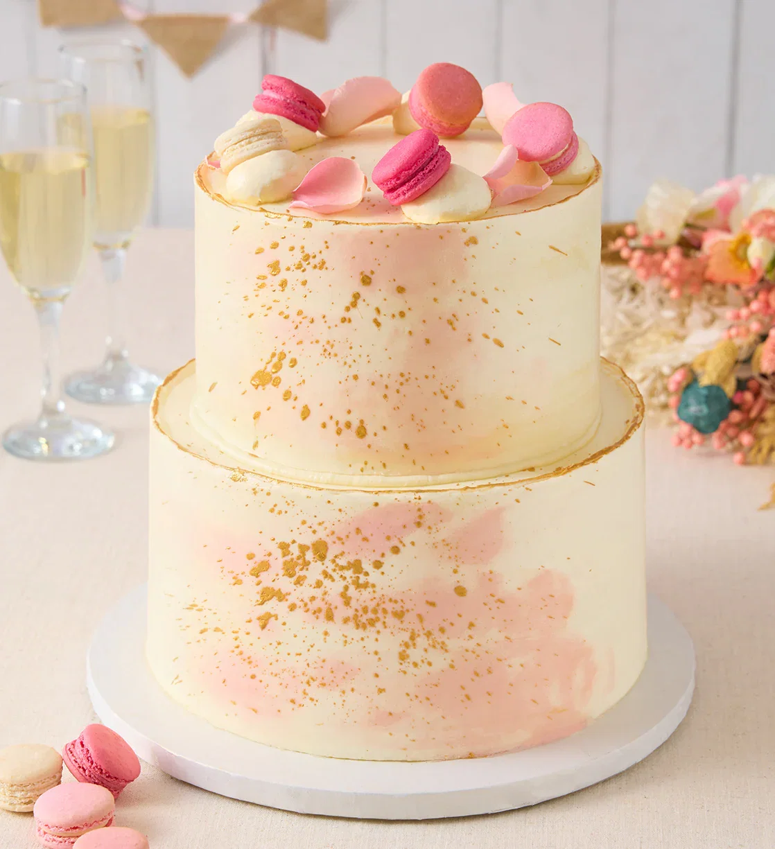 Image of Pastel Macaron Pink Wedding Cake
