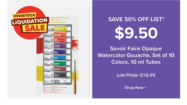 Savoir Faire Opaque Watercolor Gouache - Set of 10 Colors, 10 ml tubes