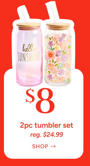 2pc Glass Tumbler Set Special Price $8
