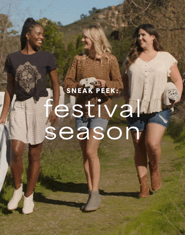 Sneak peek: Festival season. Models wearing maurices clothing.