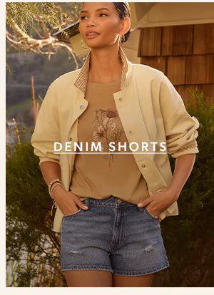 Denim shorts.