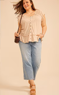 Model wearing maurices clothing.