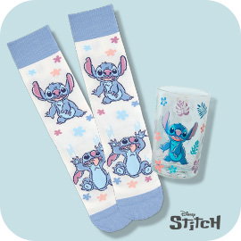 Stitch socks and collector’s glass.