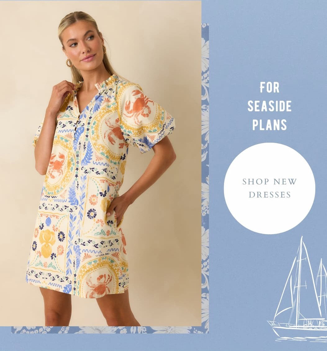 For Seaside Plans. Shop New Dresses.