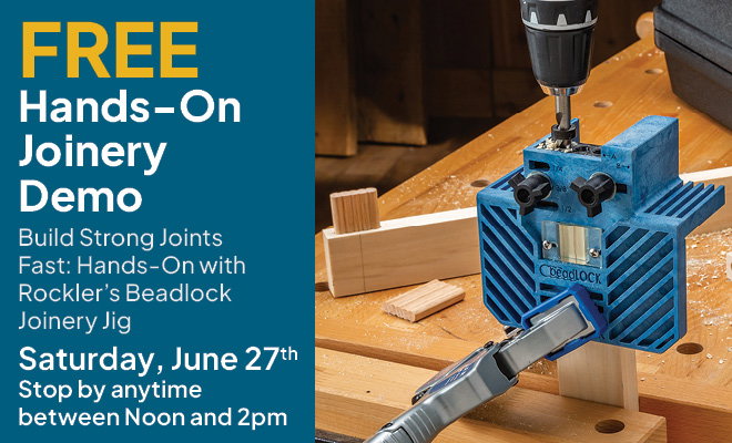 Free Joinery Demo, June 27, 12PM - 2PM