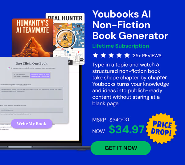 Youbooks AI Non-Fiction Book Generator: (Fan Plan) Lifetime Subscriptions