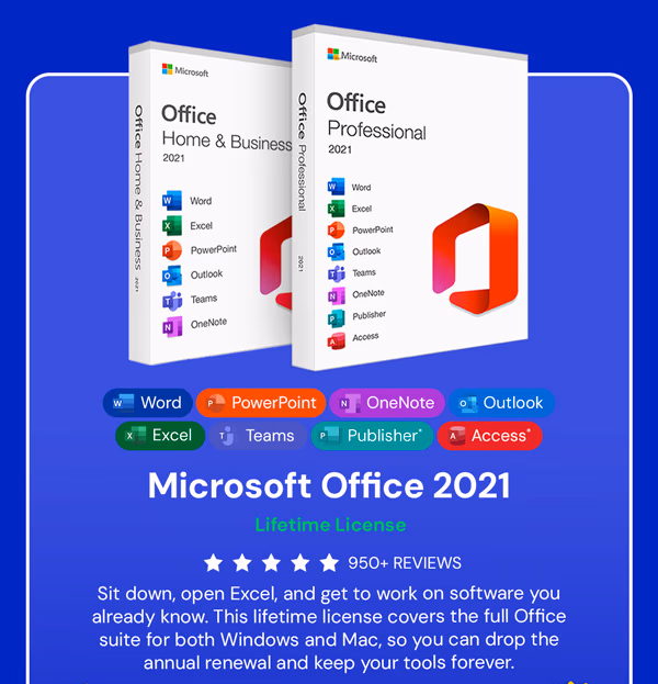 Microsoft Office 2021 for Windows or Mac: Lifetime License
