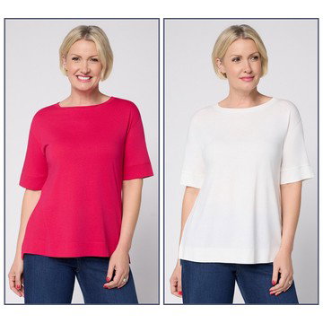 LOGO Principles by Lori Goldstein 2 Pack Elbow Sleeve Tees