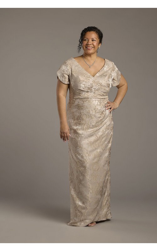 Off-the-Shoulder Brocade Sheath Dress