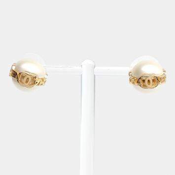 Pearl Gold Tone Earrings