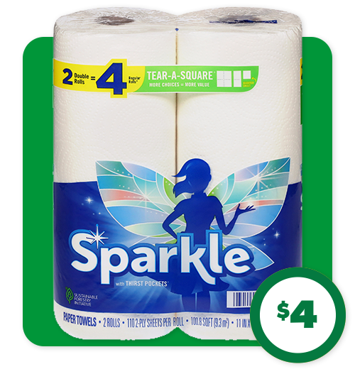 $4 2-pk. Paper Towels