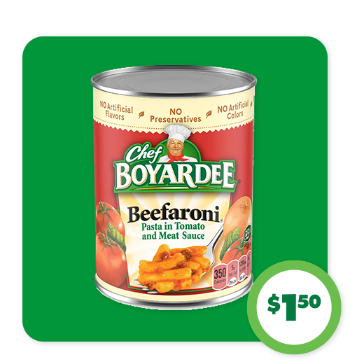 $1.50 Chef Boyardee Beef-a-Roni