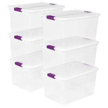 Sterilite 66 Quart ClearView Latch Box, 6-pack