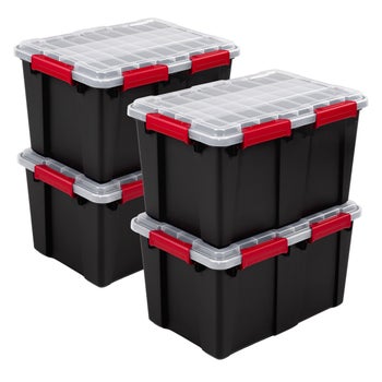 Sterilite 54 Quart Gasket Seal Latch Tote, 4-pack