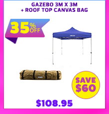 - Gazebo 3m x 3m + Roof Top Canvas Bag