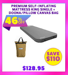Premium Self-Inflating Mattress King Single + Doona/Pillow Canvas Bag