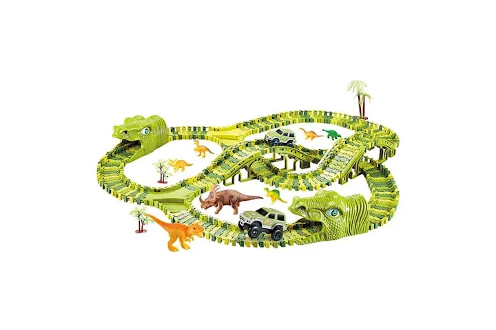 Stor bilbana med dinosaurietema för barn