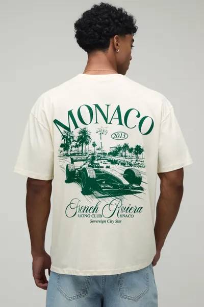 Ecru Oversized Monaco Racing T-Shirt