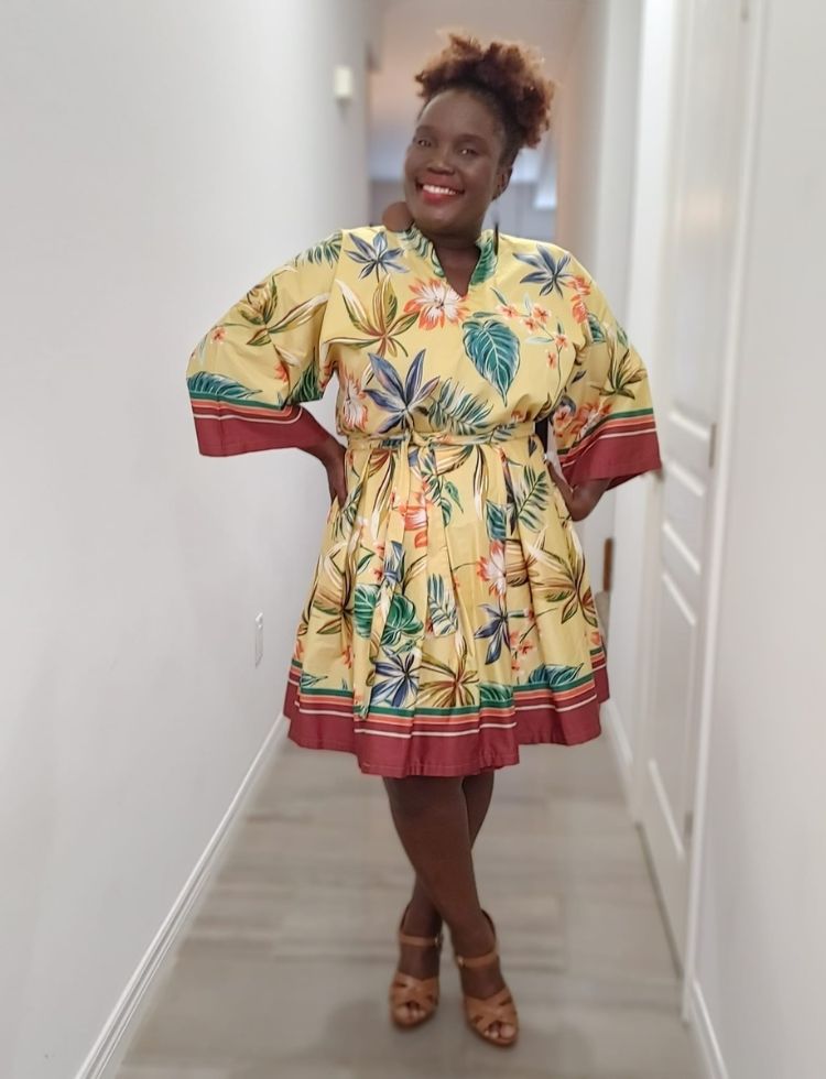 Amshina wearing Deadstock Cotton Sateen