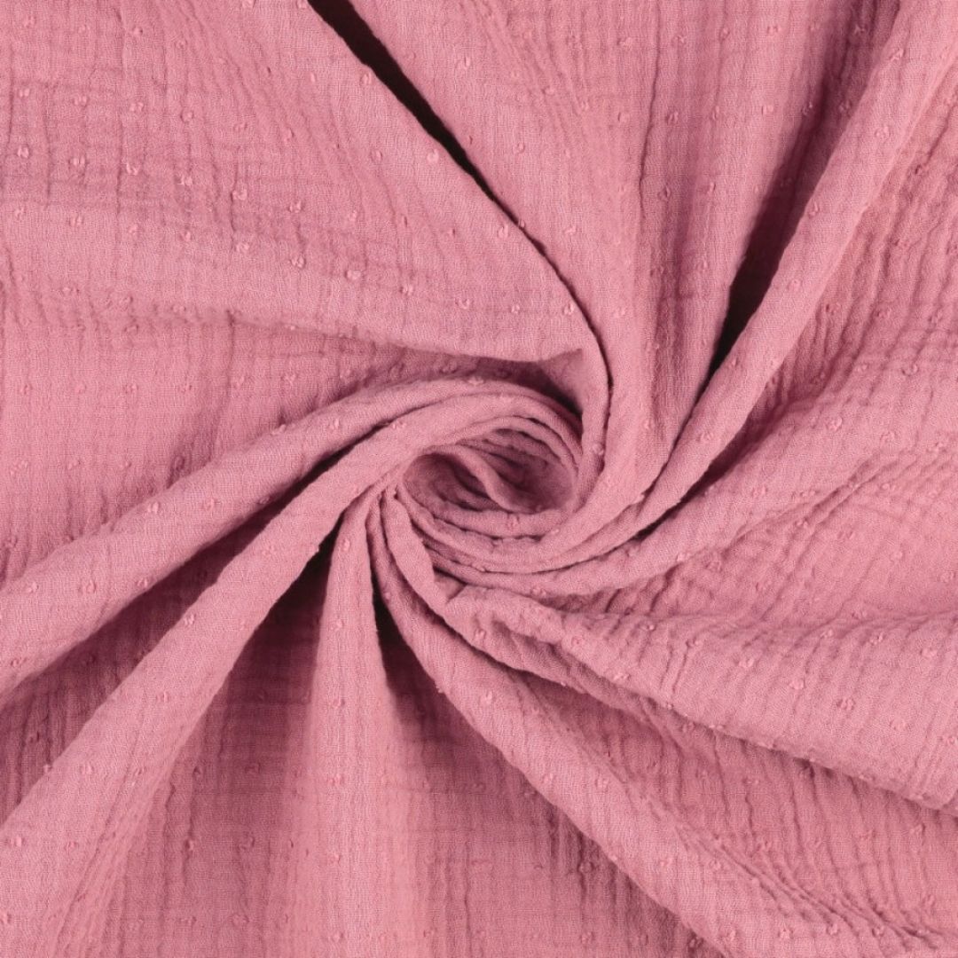 Modelo Swiss Dot Cotton Double Gauze Fabric Dusky Pink