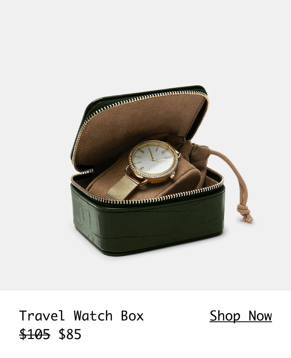 Shop the Travel Watch Box in Forest Croc for $20 off >