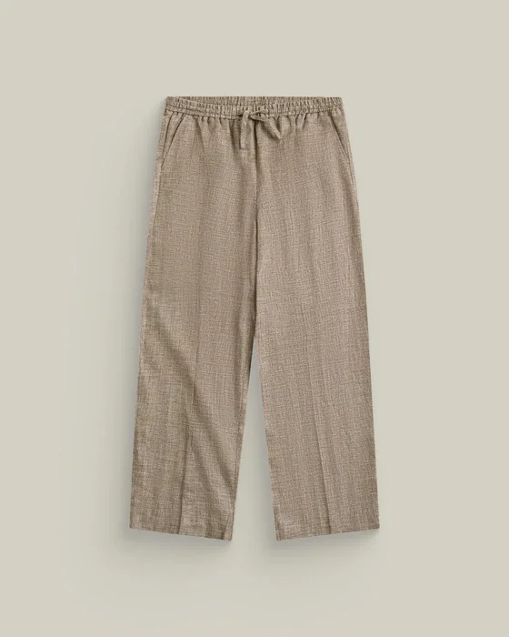 Linen Cotton Wide Leg Pant in Dark Brown