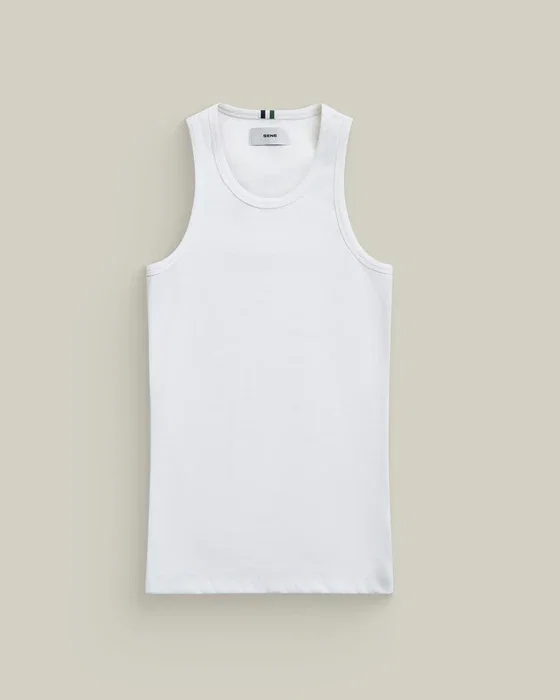 Cotton Ribbed Tank in White