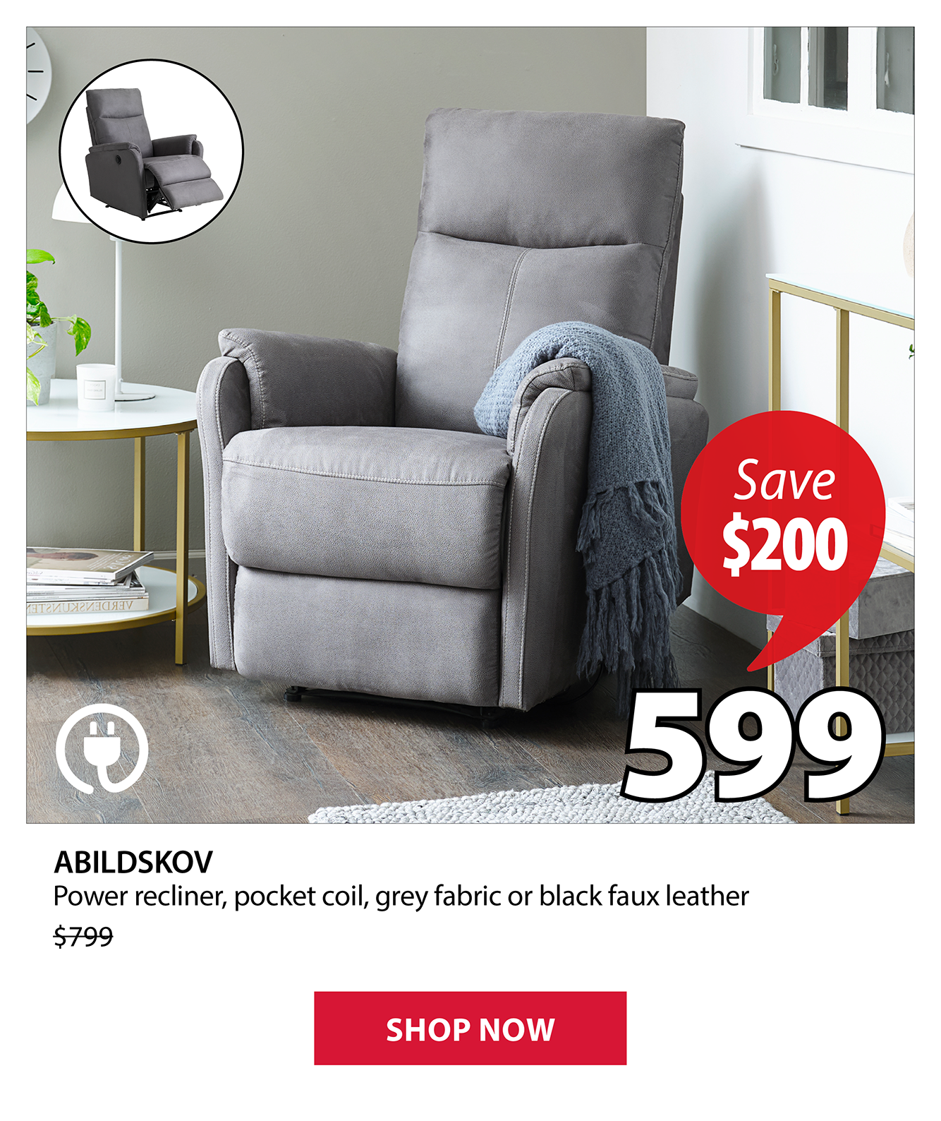 ABILDSKOV Power recliner | Save $200