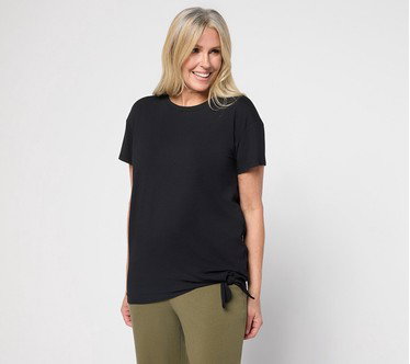 AnyBody Cozy Knit Jersey All-Star Side Tie Tee