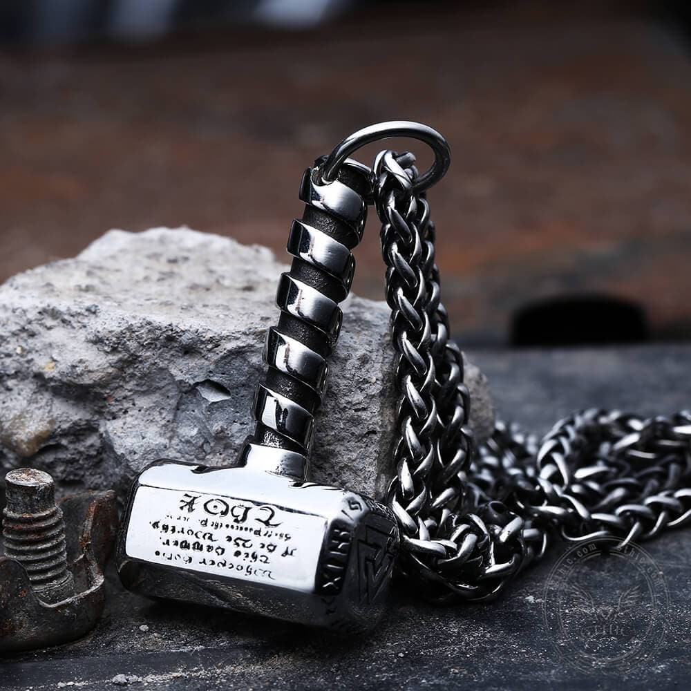 Image of Thor's Hammer Valknut Stainless Steel Viking Necklace