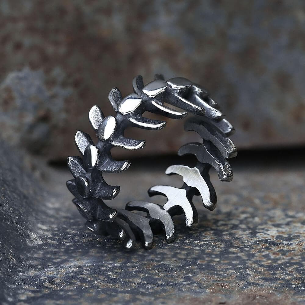 Image of Fishbone Stainless Steel Vertebrae Ring