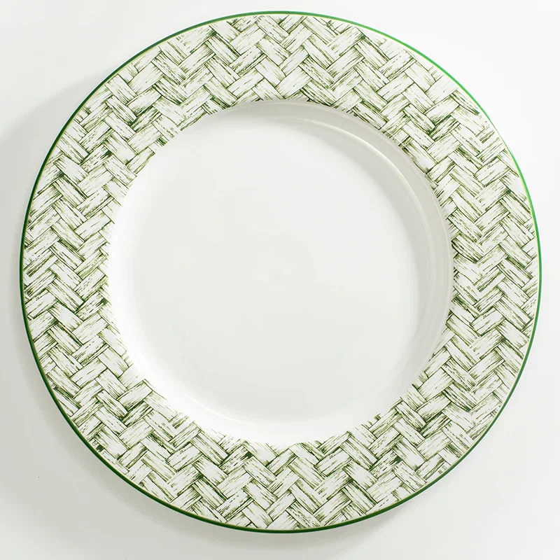 Image of Marguerite Basket Weave Green 8" Plate by Nina Campbell