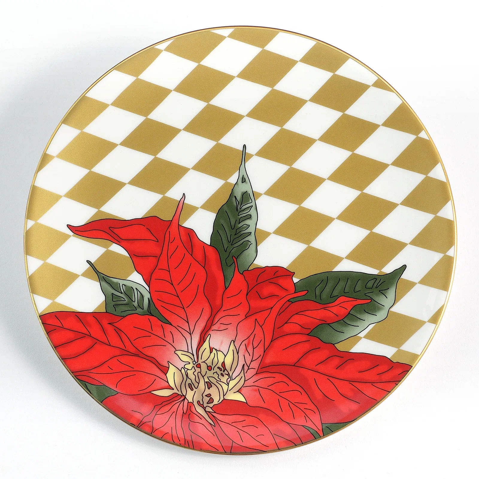 Image of Parterre Gold with Poinsettia  8" Coupe Plate