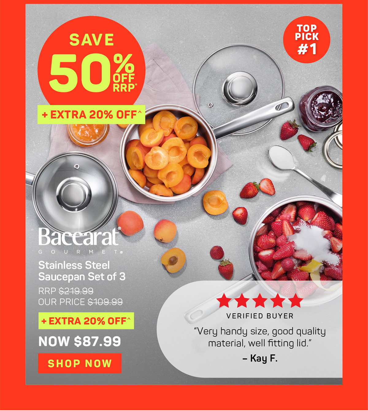 Baccarat Gourmet Stainless Steel Saucepan Set of 3