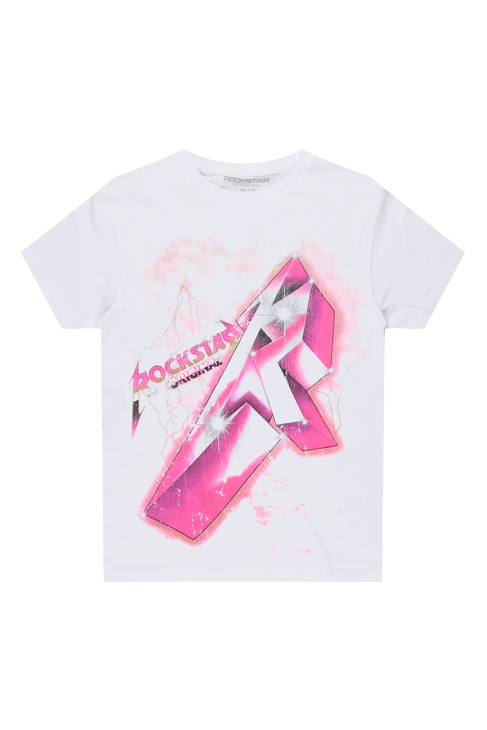 Image of Girls Vayla White/Purple Graphic T-Shirt