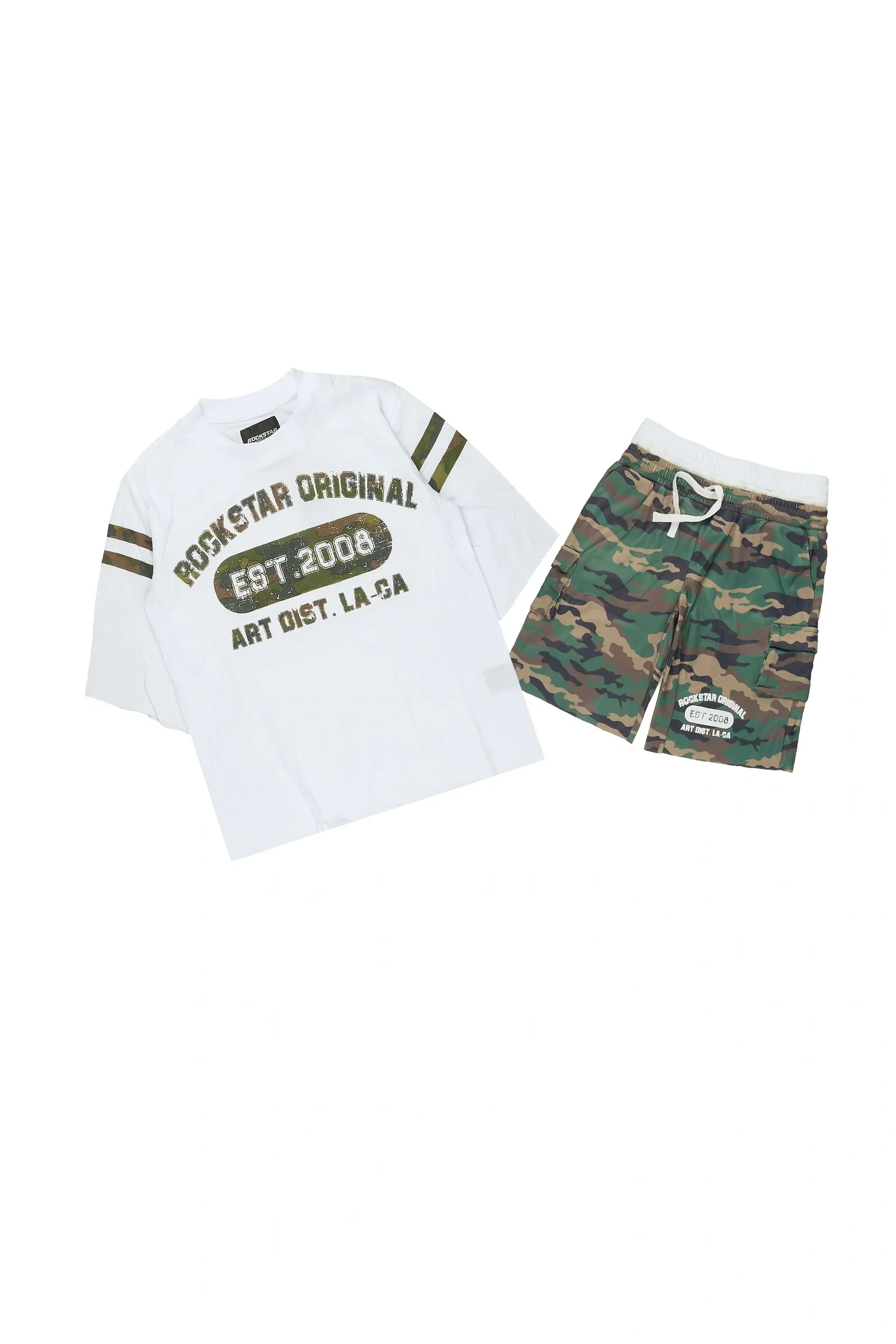 Image of Boys Alexander White/Camo T-Shirt Double Waisted Short Set