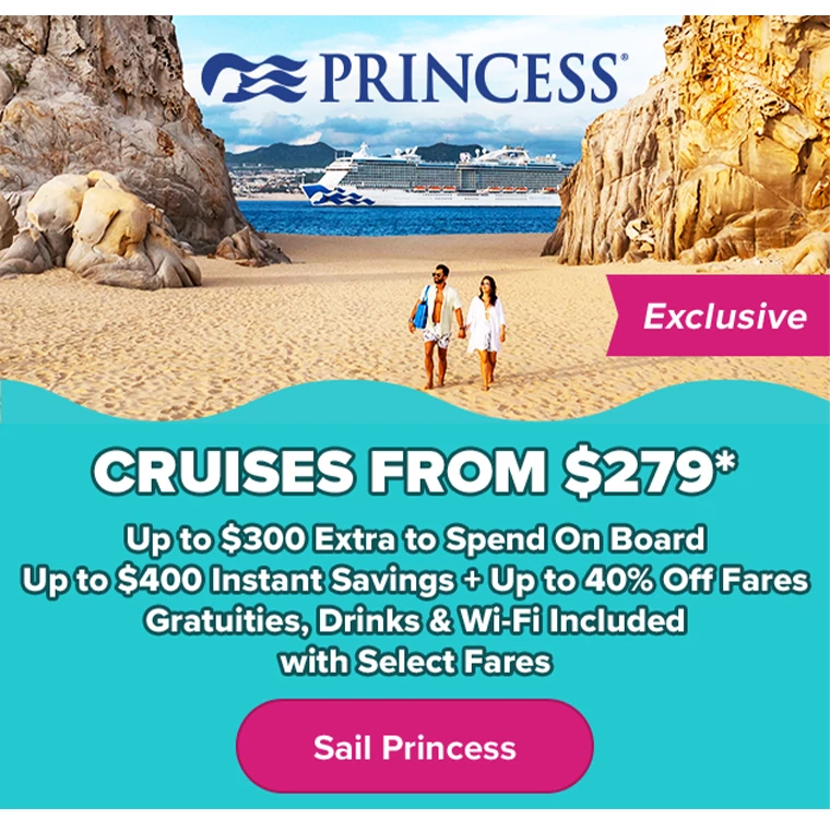 • Cruises From $279* • Exclusive: Up to $300 Extra to Spend on Board • Up to $400 Instant Savings + Up to 40% Off • Gratuities, Drinks & Wi-Fi Included With Select Dares