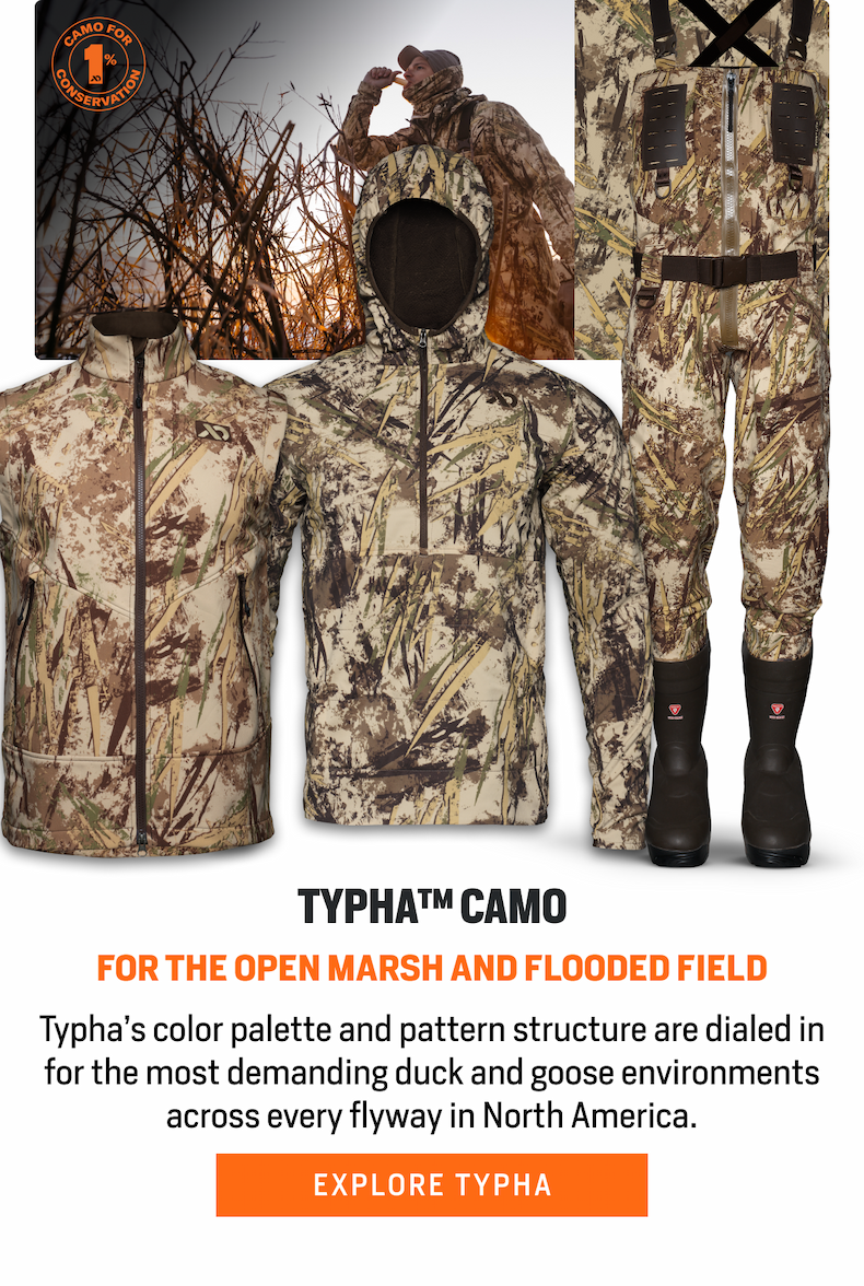 Typha Camo: For the open marsh and flooded field
