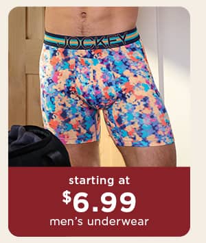 starting at $6.99 men's underwear