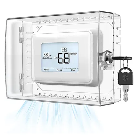 Large Thermostat Lock Box Cover with Key, Clear Thermostat Cover with Lock Compatible With Honeywell Home Thermostat On Wall, 19 x 12 x 6 cm