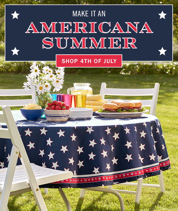 Make It an Americana Summer. Shop 4th of July. Easy Clean Coated Umbrella Tablecloth 