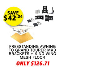 Freestanding Awning to Grand Tourer MK3 Brackets + 270 King Wing Awning - Mesh Floor