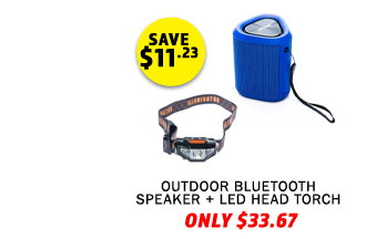 Outdoor Bluetooth Speaker + LED Head Torch